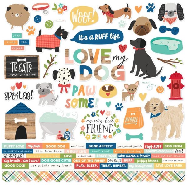 Simple Stories - Fur Baby, DOG - Cardstock Stickers 12x12"