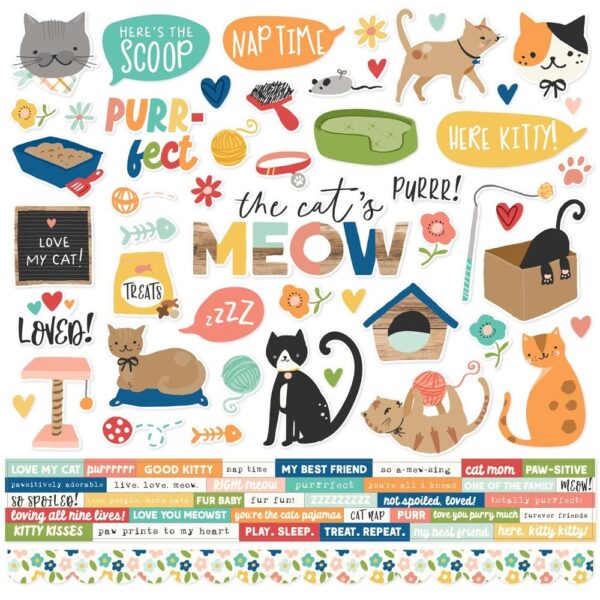 Simple Stories - Fur Baby, CAT - Cardstock Stickers 12x12"