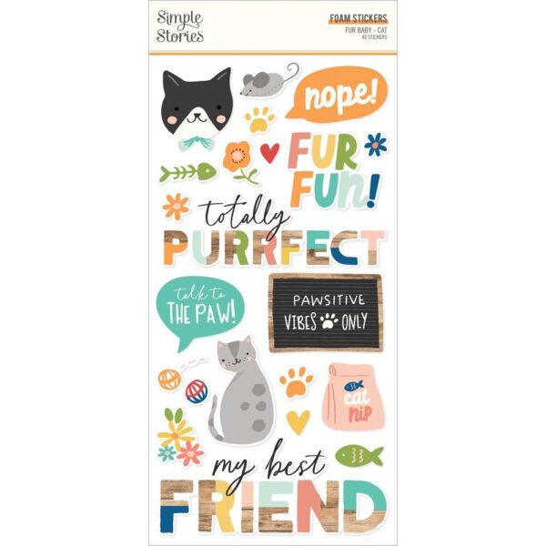 Simple Stories - Fur Baby, CAT - Foam Stickers