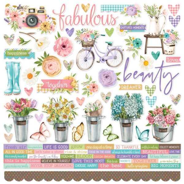 Simple Stories - Vintage Flower Shoppe - Cardstock Stickers 12x12"