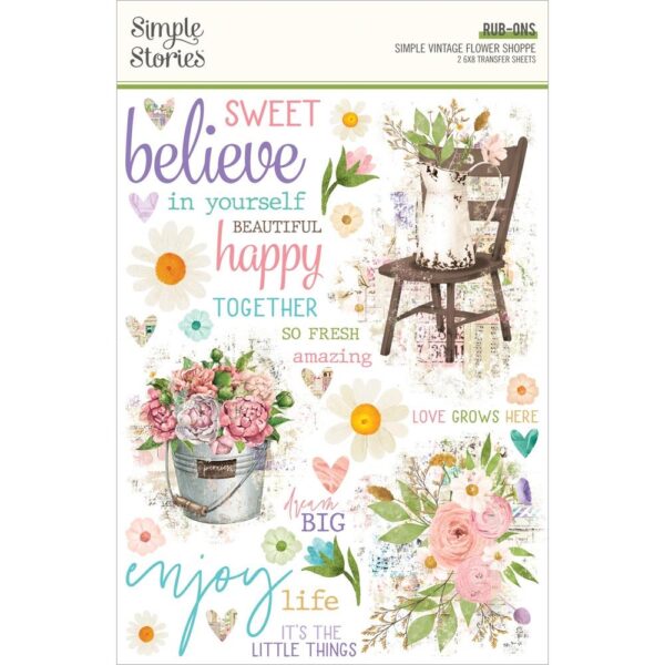 Simple Stories - Vintage Flower Shoppe - Rub-Ons