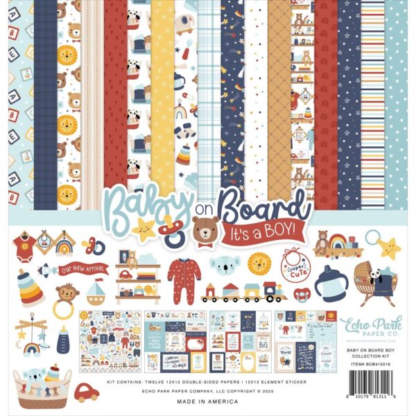 Echo Park - Baby On Board, BOY - Collection Kit 12X12"