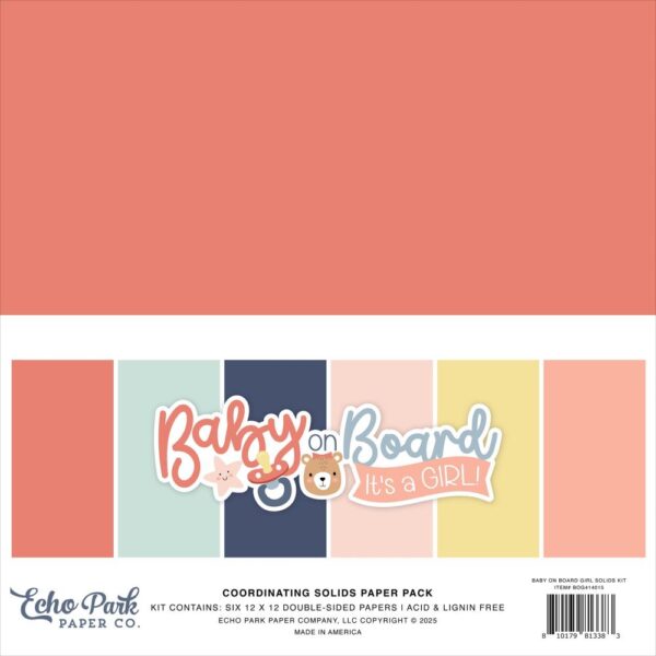 Echo Park - Baby On Board, GIRL - Collection Kit 12X12", Solids