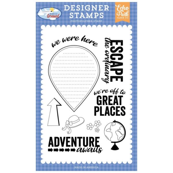 Echo Park - Born To Travel - Stamp Set, Journaling Pin