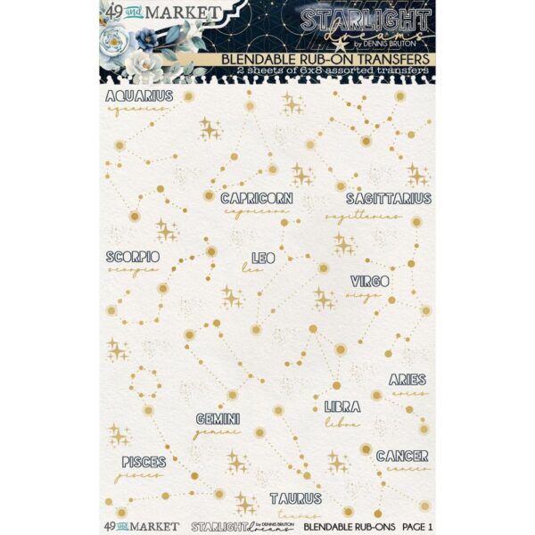 49 & Market - Starlight Dreams - Rub-On Transfer Set 6X8", Constellation