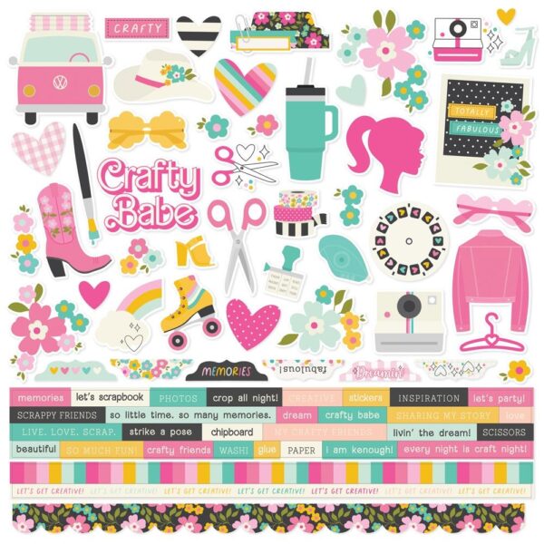 Simple Stories - Crafty Babe - Cardstock Stickers 12X12"