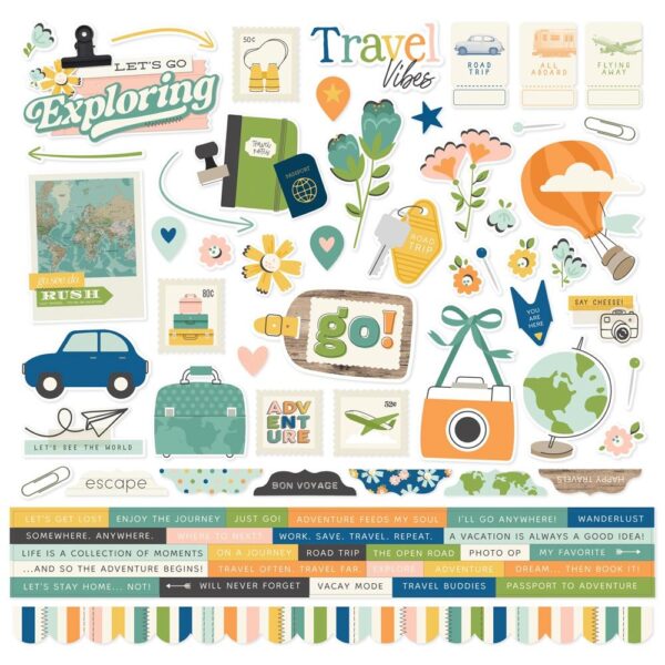 Simple Stories - happy Travels - Cardstock Stickers 12x12"