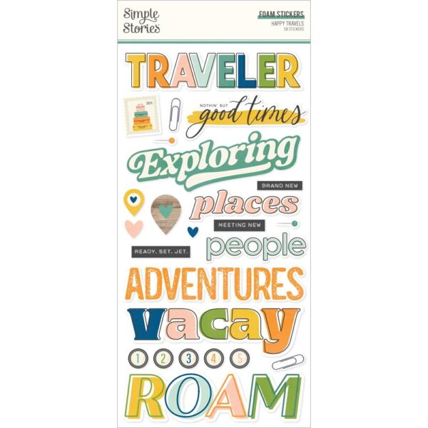 Simple Stories - Happy Travels - Foam Stickers