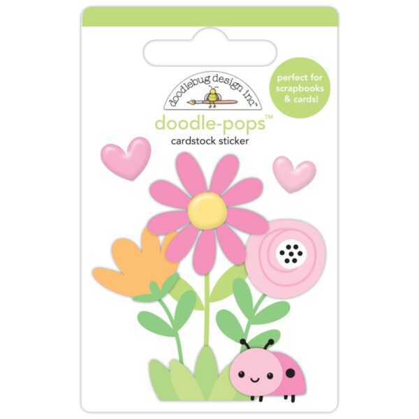 Doodlebug - Butterfly Kisses - Doodle-Pops 3D Stickers, Ladybug Garden