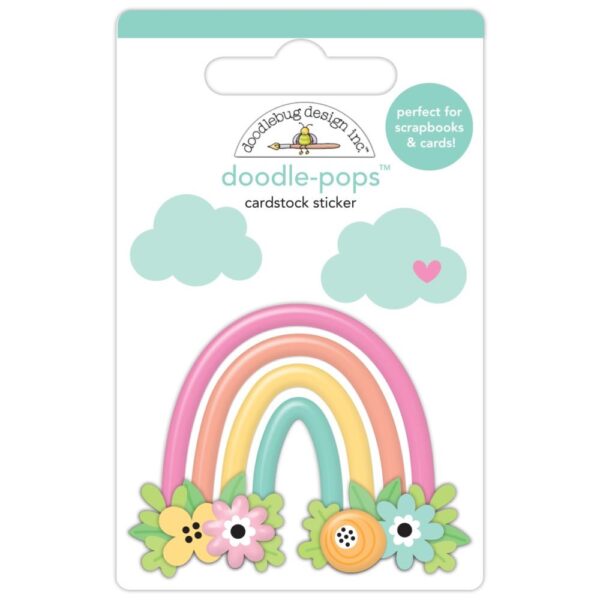 Doodlebug - Butterfly Kisses - Doodle-Pops 3D Stickers, Rainbow Garden